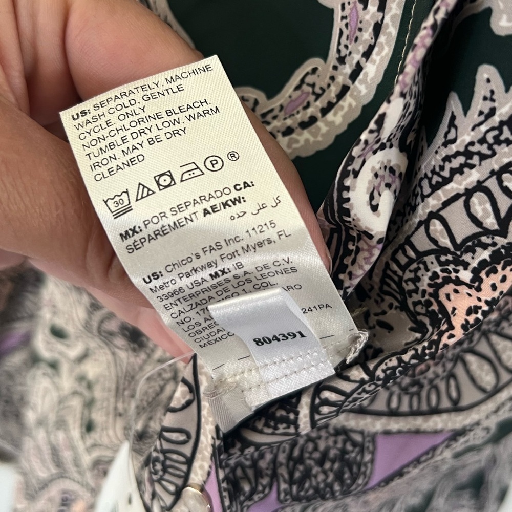 Chico’s Reversible Faux Fur Paisley Full-Zip Jacket Size 12/14 NWT - Picture 10 of 16